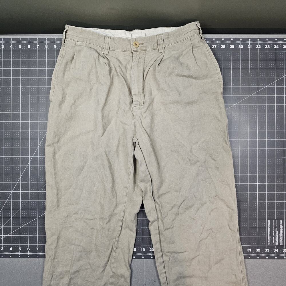 Nautica Linen Pants Mens 30x30 Tan Khaki Preppy Casual Chino Trouser Summer Read